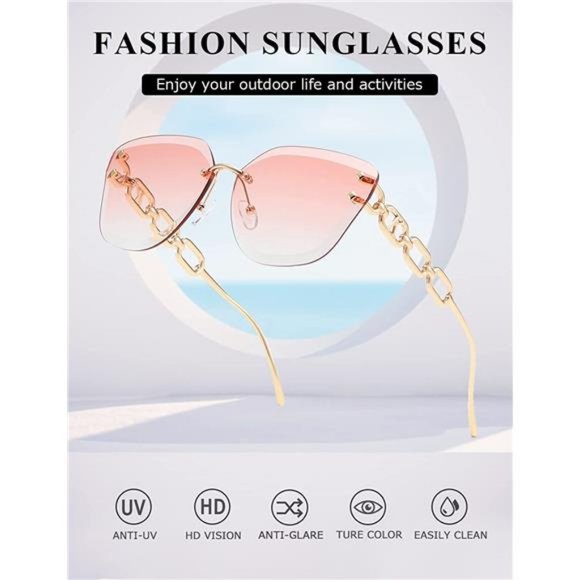 AEVOGUE Sunglasses For Women Oversized Rimless